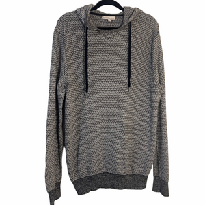 Calvin Klein Men's XL Textured Knit Hoodie Sweatshirt Black White Cotton (b8)